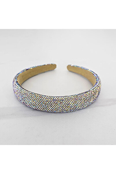 FY FashionForYou Bentiță pufoasă Medelina, cu pietre cu reflexii colorate, multicoloră