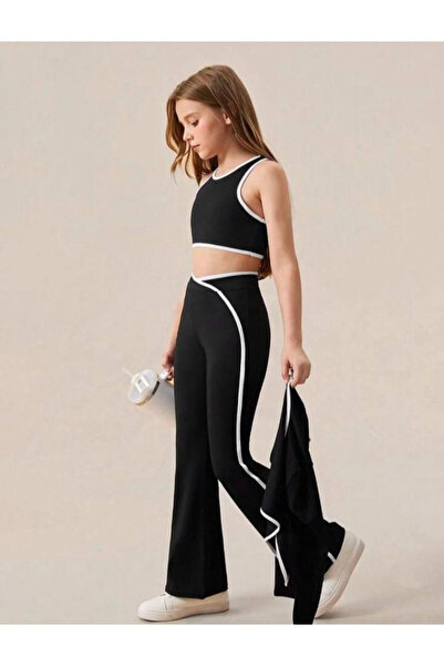 npLStore Girl's Stripe Detail Crop-Cardigan 3-Piece Tracksuit Set