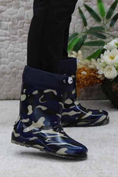 fort 7061 Navy Blue Camouflage βελούδινα εσωτερικά αδιάβροχα μποτάκια βροχής για αγόρια