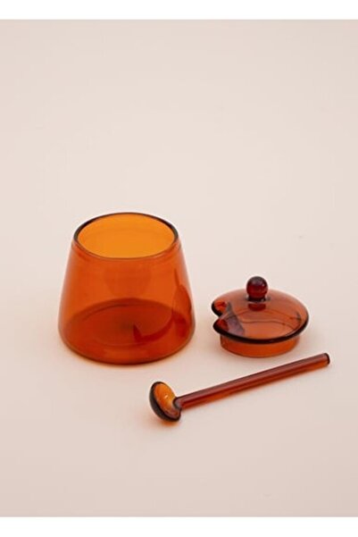 RİVO HOME DECOR Glass Jam Bowl Amber 10 cm