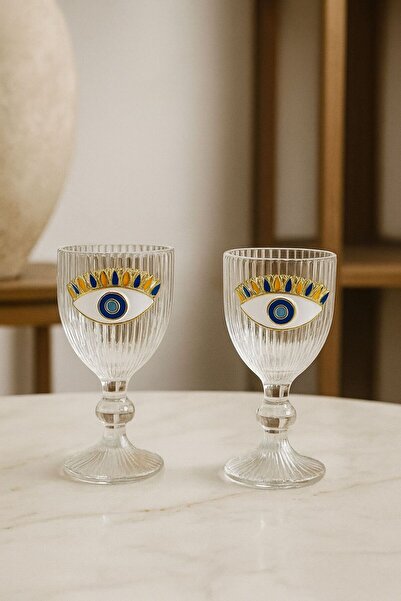 YzHome 2 Pack Crystal Glass Coffee Side Water Glass Evil Eye Glass 75ml