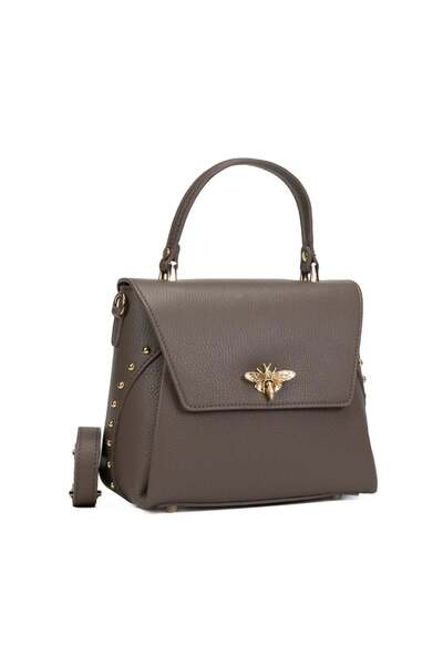 Posete Fagaras Poseta Piele Karin - Taupe, Geanta Casual din Piele Naturala, ...