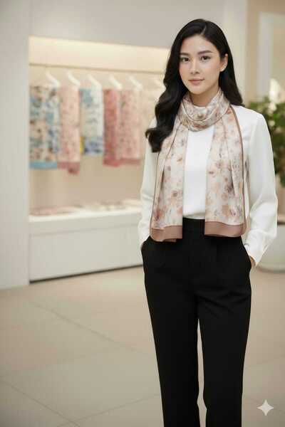 ÖZDE Patterned Alfa Silk Shawl Fular