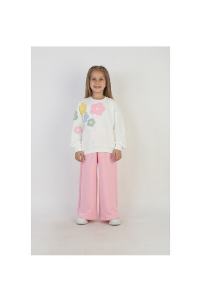 JABBER Girls' Embroidered Flowered Tracksuit Set