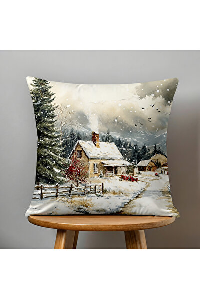 Filamente Double-Sided Digital Print Throw Pillow Cover New Year / Winter Landscape / Christmas Patterned
