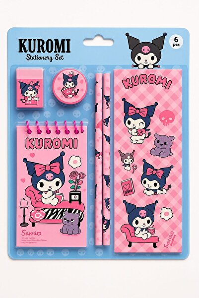 SANRIO Kuromi Pembe Kırtasiye Seti (6’lı) | Nukoo – İthal & Şık Hediye Kırtas...