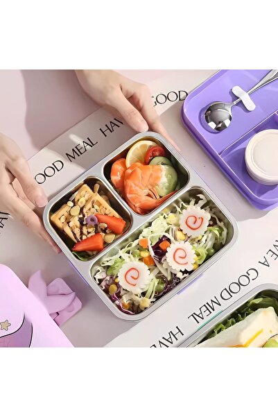 Mobcos Stainless Steel Lunch Containers 3 Compartments Lunch Box with Bowl Bento Box for Adult Kids