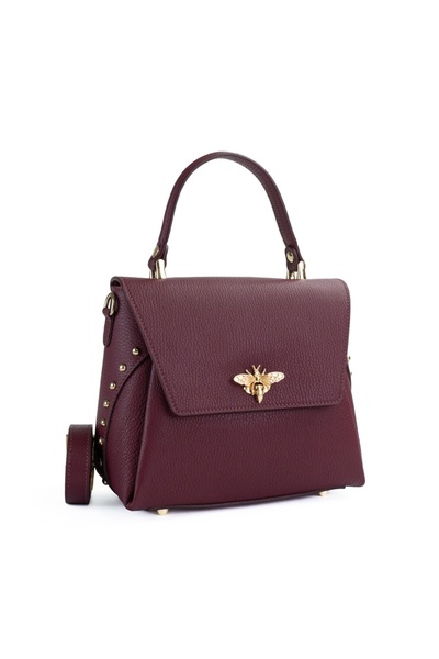 Posete Fagaras Poseta Piele Karin - Bordo, Geanta Casual din Piele Naturala, ...