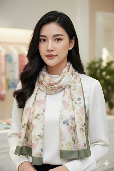 ÖZDE Akel Patterned Alfa Silk Shawl Fular