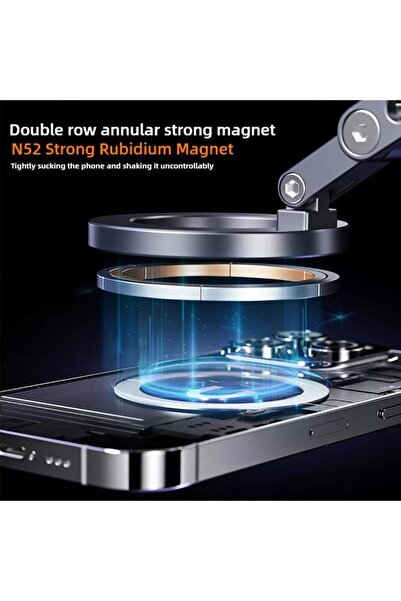 Generic Vacuum Suction Magnetic Phone Holder X93 (Gray) - 360° Rotating Magnetic Bracket for Glass & Dashbo