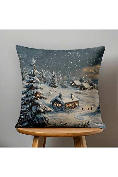 Filamente Double-Sided Digital Print Throw Pillow Cover New Year / Winter Landscape / Christmas Patterned