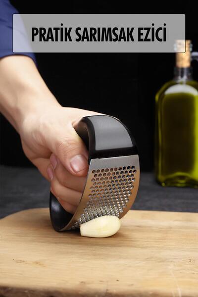 Mustran Stainless Steel Garlic Masher Chopper with Handle