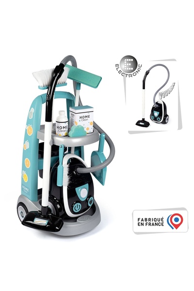 Smoby Toy Cleaning set with trolley and electronic vacuum cleaner black