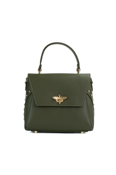 Posete Fagaras Karin Leather Purse - Khaki, 1 Compartment, 1 Pocket, 115 cm Strap, Genuine Leather Bag