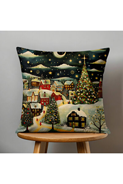 Filamente Double-Sided Digital Print Throw Pillow Cover New Year / Winter Landscape / Christmas Patterned