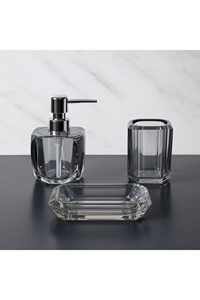YzHome 3 Parça Lüks Akrilik Banyo Seti Takımı Sıvı Sabunluk