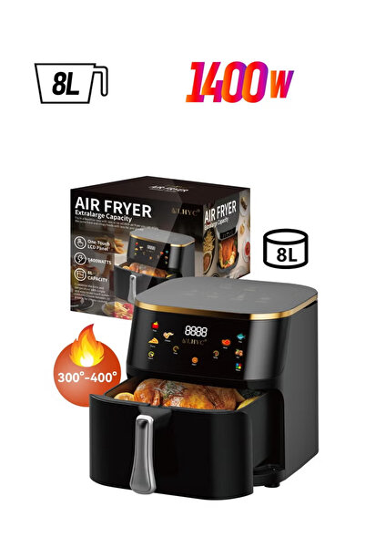 ULHYC مقلاة هوائية 10 في 1 سعة 8 لتر، سلة قابلة للإزالة، غير لاصقة، سهلة التنظيف، دوران سريع للهواء الساخن