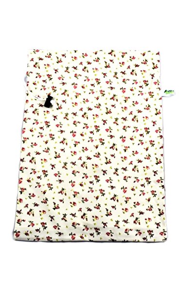 VeraGreen Padded bread bag 2 kg, made of textile, with drawstring and stopper, red flowers, size M