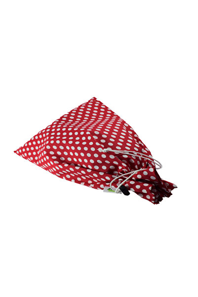 VeraGreen Padded bag for bread 1-2 kg, made of textile, with drawstring and stopper, rosu cu buline, size S