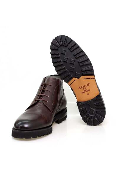 FRANCO CALVANI Brown Lace-Up Genuine Leather Men's Boots