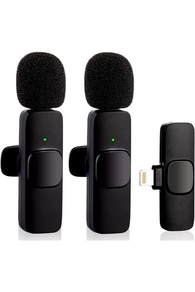 RADIOTRONICS Wireless Microphone for iPhone/iPad - Plug-Play, 2.4G, 2 Mics, Black