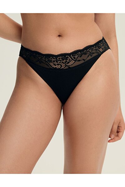 ESOTIQ Women's High Waist Panties 2-Pack Set Cotton & Elastane Brazilian Briefs with Floral Lace | Patri