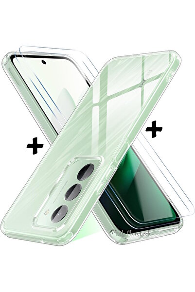 m.tk moveteck Xiaomi Redmi 15 Case Soft Transparent Silicone with Camera Protruding Protection + 9H Screen Protector Glass