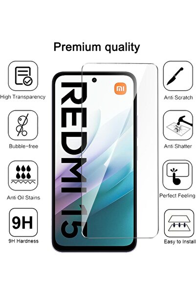 m.tk moveteck Xiaomi Redmi 15 Case Soft Transparent Silicone with Camera Protruding Protection + 9H Screen Protector Glass