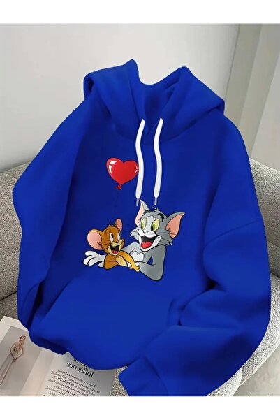 oneagılyazı توم / جيري فاير مطبوع بغطاء رأس سويت شيرت