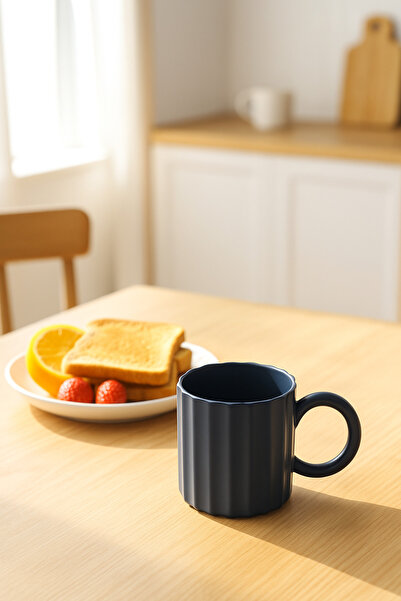 MARIA HOMES كوب سيراميك أزرق داكن - كوب قهوة وشاي عصري مضلع