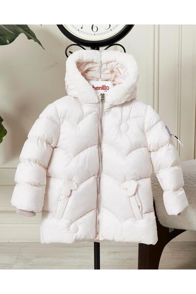 Benittokids Baby Girl Hooded Zippered Puffer Coat 51351