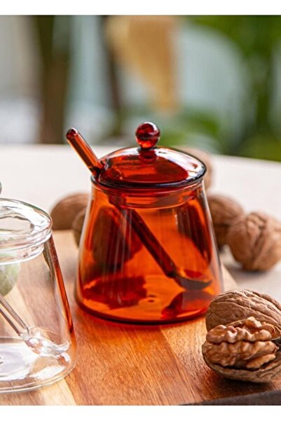 RİVO HOME DECOR Glass Jam Bowl Amber 10 cm