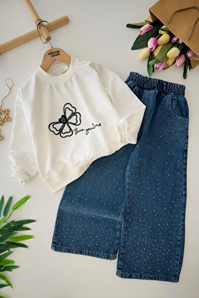 Minigimin Cicileri Costum pentru fetiță cu broderie fluture și pantaloni larg...