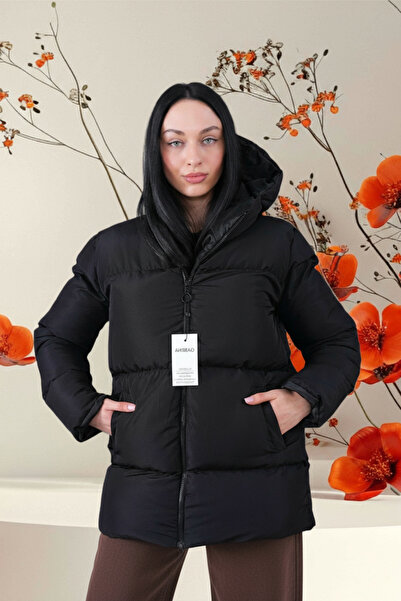 HERZA Women's Black Inflatable Hooded Coat
