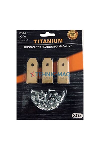 Everest Set of 30 Titanium Blades for Robot Lawn Mower Husqvarna, Gardena, McCulloch, 43 mm