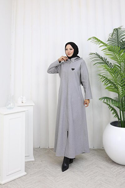 RAZENCİ معطف كاشي نسائي مستورد طويل بدون تكتل مع جيوب وتفاصيل سحاب