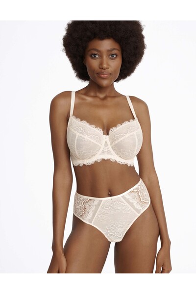 ESOTIQ Women's High Waist Briefs Panties Floral Openwork Lace & Golden Pendant Elegant | Irisa