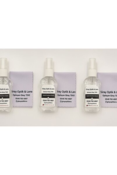 GİRAYOPTİKLENS 3 Adet Mikrofiber Gözlük Temizleme Bezi ve Antistatik Sprey Set