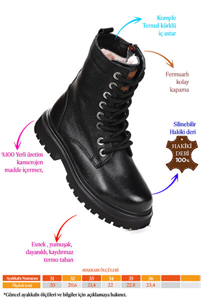 Kiko Kids Tife %100 Deri Fermuarlı Erkek Çocuk Bot Ayakkabı