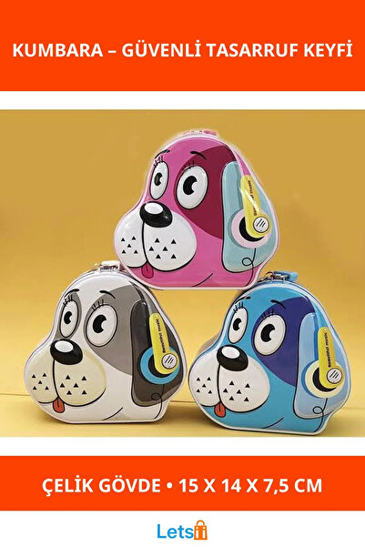 Letsii Lockable Piggy Bank with Cute Dog Design