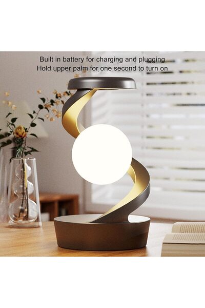 Generic Modern Spiral Bedside Levitation Ball LED Table Lamp (Grey)