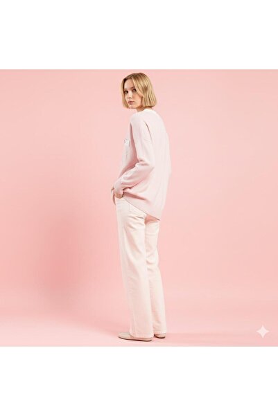 Lal Triko V-Neck Buttoned Mercerized Blouse 11011