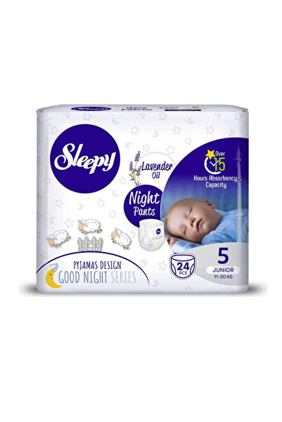 Sleepy Scutece-Chilotel pentru bebelusi Night-marime 5 Junior, 11-18kg, 24 bucati