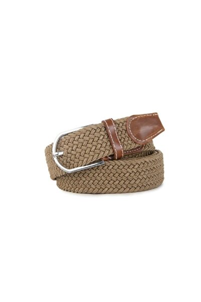 Artizan Suits Unisex beige-khaki braided elastic belt without holes