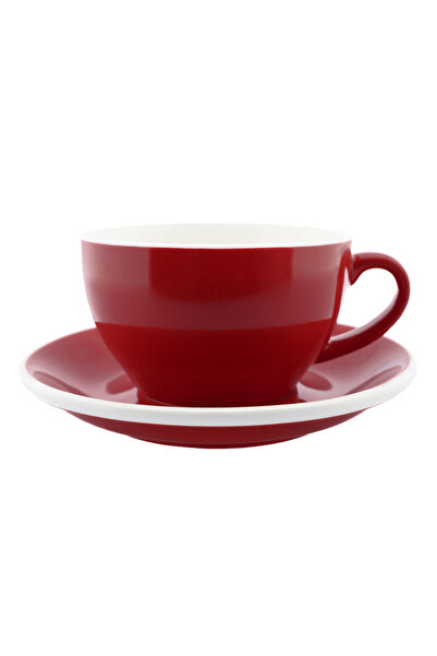 MIBRU Coffee ceramic cup with plate 200ml Red For lattes drip coffee and tea