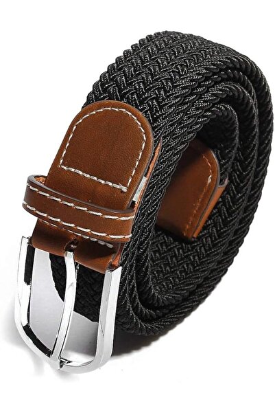 Artizan Suits Unisex black braided elastic belt without holes