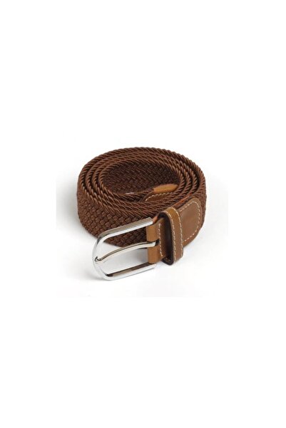 Artizan Suits Unisex brown braided elastic belt without holes