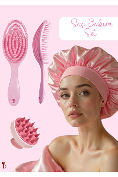 DAMİ 3-Piece Hair Care Set |   3D Hair Brush + Satin Bonnet + Massage Tool | ...