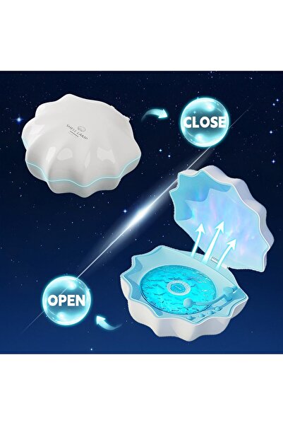 Generic Northern Lights Projector Night Light with Bluetooth Speaker & White Noise, Shell Design (Blue)