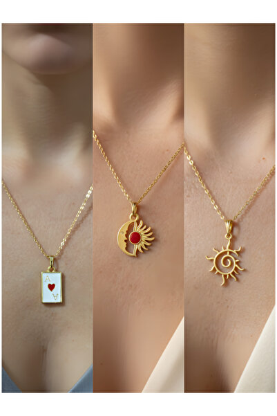 Triple Combination Gold Plated Necklace Set